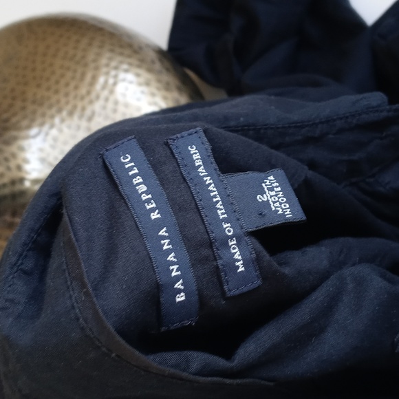 Banana Republic 3/4 Sleeve Black Soft Italian Cotton Button Down Shirt Dress 2 - Picture 2 of 16